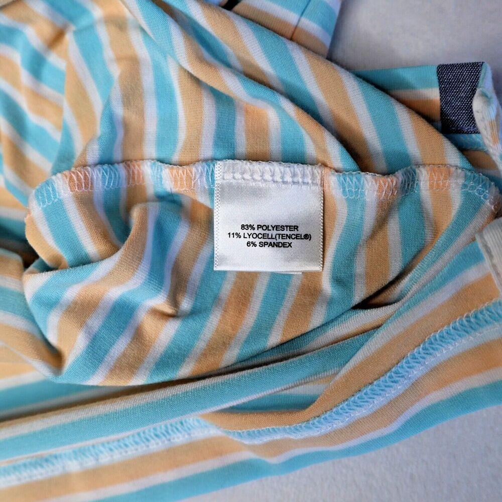 Peter Millar Seaside Men's Golf Performance Polo Orange/Blue Stripes Size XL - Picture 4 of 6